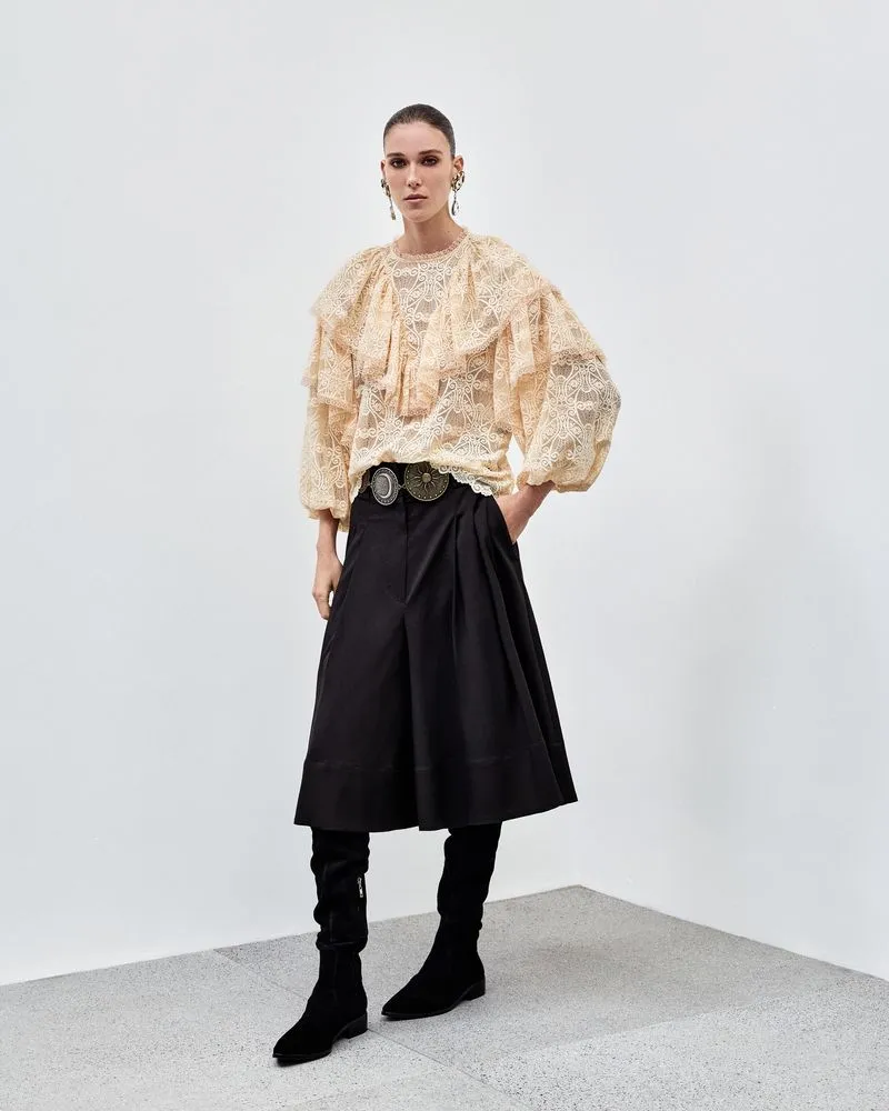 Lace Ruffle Blouse